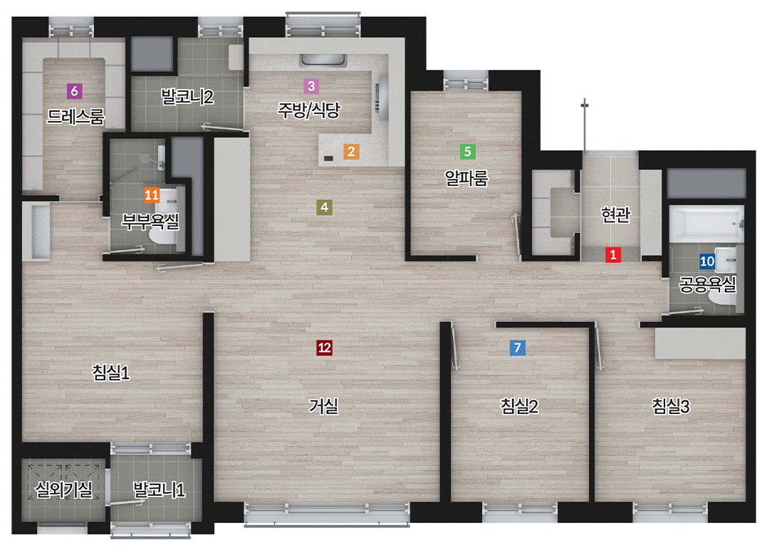 춘천 동문 디 이스트 어반포레 아파트 84A 평면도