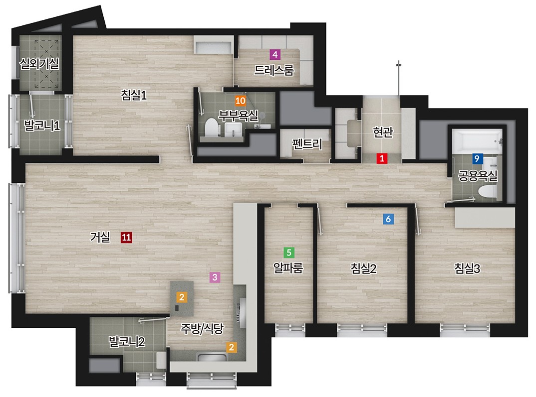 춘천 동문 디 이스트 어반포레 아파트 84C 평면도