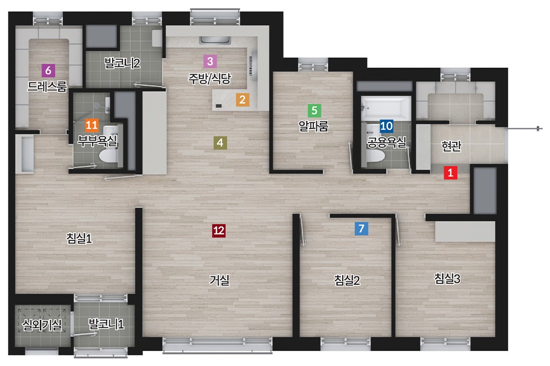 춘천 동문 디 이스트 어반포레 아파트 84D 평면도